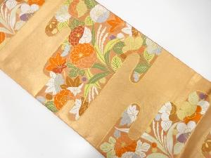 ヱ霞に花模様織り出し袋帯